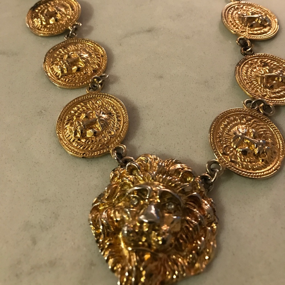 Rare Vintage Versace Lion Head Shield Necklace